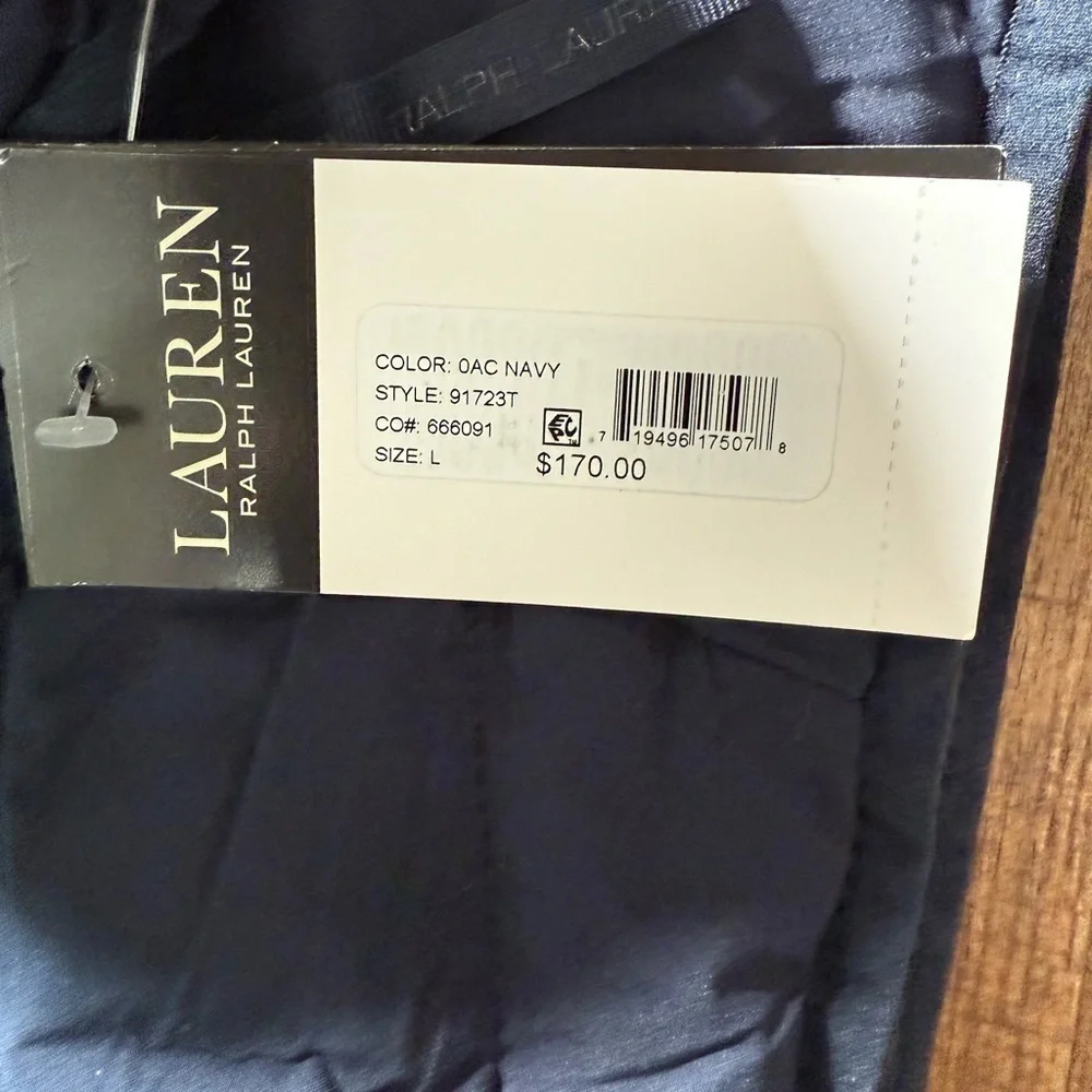 LAUREN RALPH LAUREN Women's Blue Navy Quilted Hooded Jacket size L/G